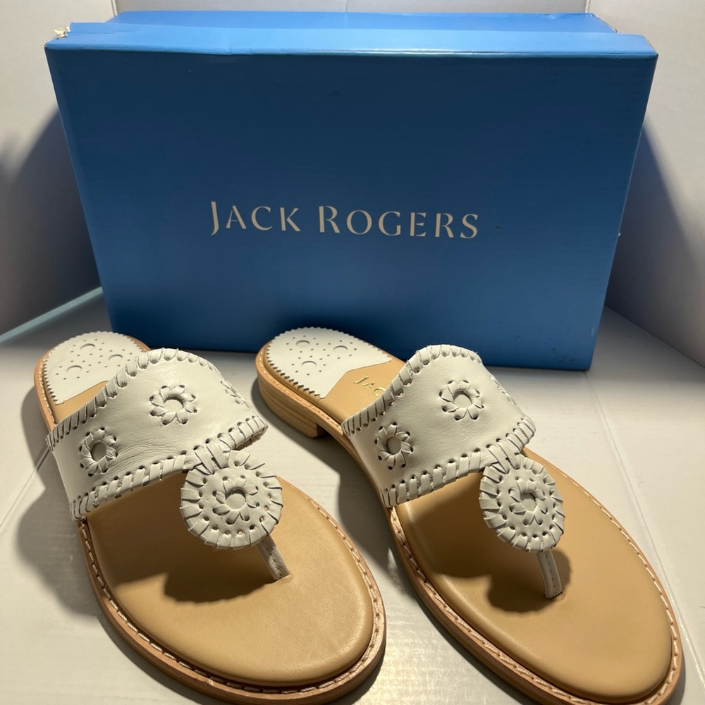 Jack Rogers  Jacks 2 Flat Sandal White   9.5. New In Box